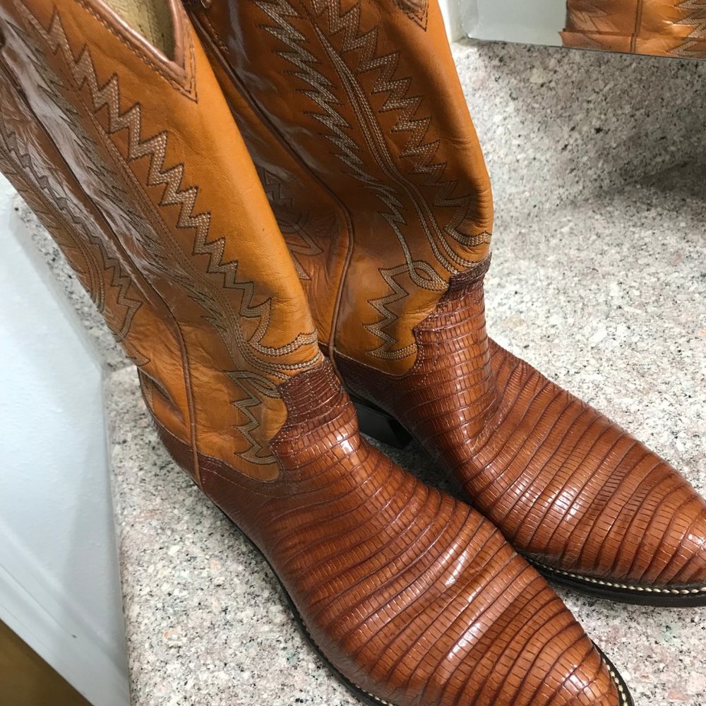 Mens Dan Post Lizard Leather Cowboy Boots 9.5 E